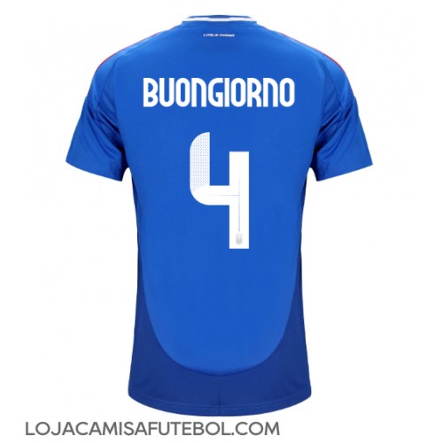 Camisa de Futebol Itália Alessandro Buongiorno #4 Equipamento Principal Europeu 2024 Manga Curta